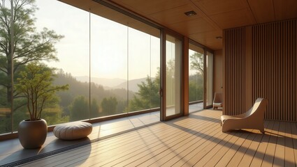 Fototapeta premium Japandi design of Balcony, cinematic photography