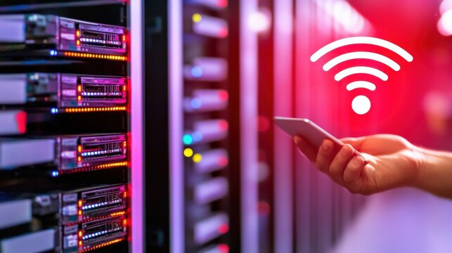 Data management action server room technology digital environment close-up viewpoint connectivity concept
