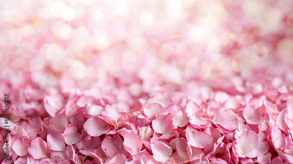 Canvas Prints Pink hydrangea petals, soft bokeh background, romantic, wedding invitation