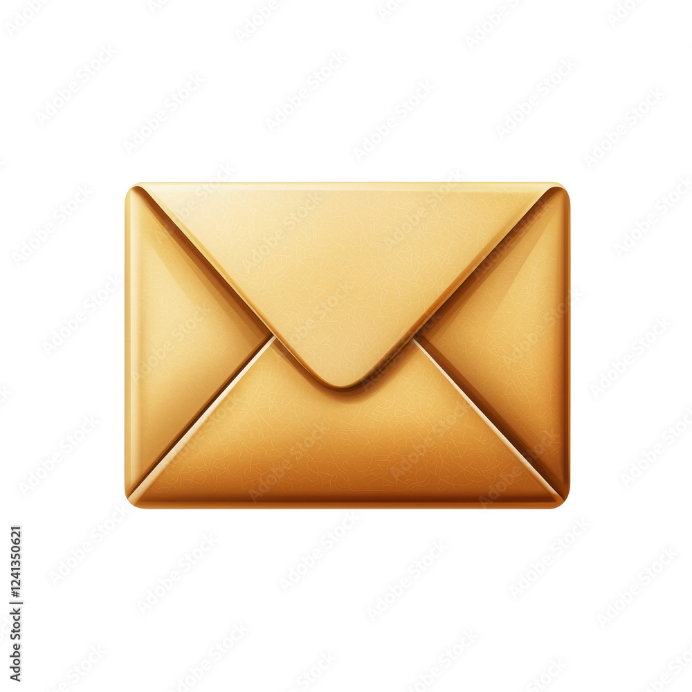 Aufkleber a shiny gold envelope with a pointed flap, symbolizing communication and messages.