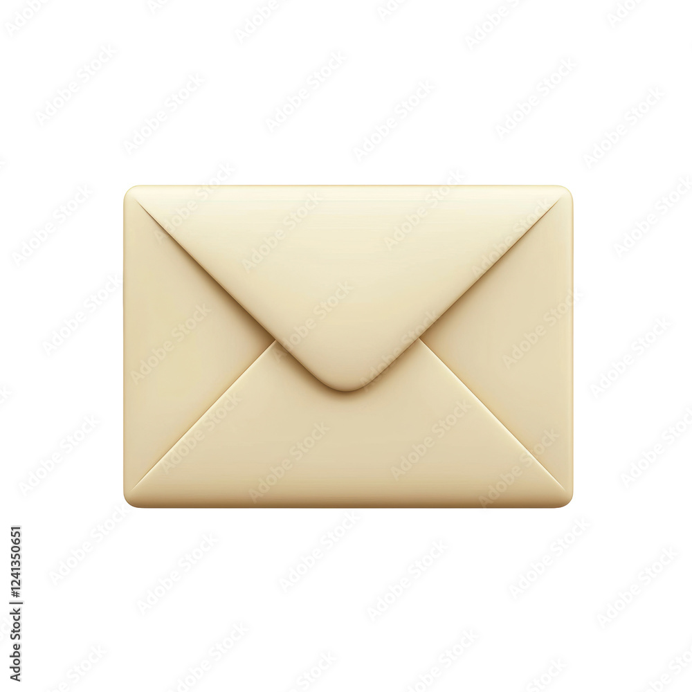 Poster a simple, closed envelope with a pointed flap in a beige color.