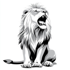 Fototapeta premium A cartoon illustration of a lion with a majestic mane. The lion's mane is depicted in vibrant shades of orange and brown, making it visually striking.