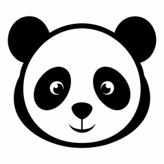 Black Silhouette of Panda Head Vector