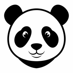 Black Silhouette of Panda Head Vector