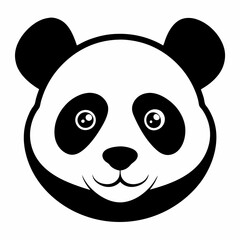 Black Silhouette of Panda Head Vector