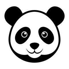 Black Silhouette of Panda Head Vector