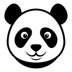 Black Silhouette of Panda Head Vector