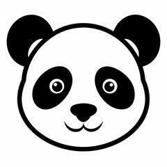 Black Silhouette of Panda Head Vector