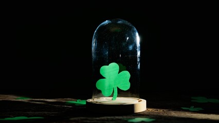 clover preserved under glass vial 