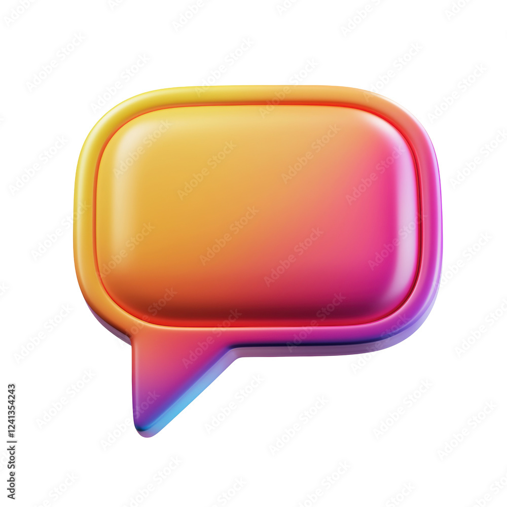 Poster a colorful speech bubble with rounded edges, showcasing a gradient blend of warm colors.