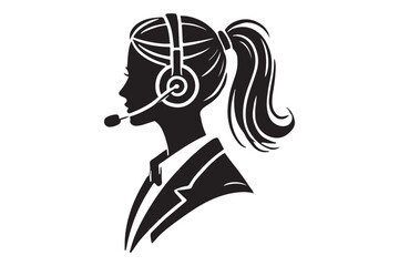 call center agent in profile view silhouette logo