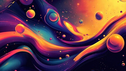 Obraz premium Abstract Cosmic Swirls with Vibrant Planets and Stars