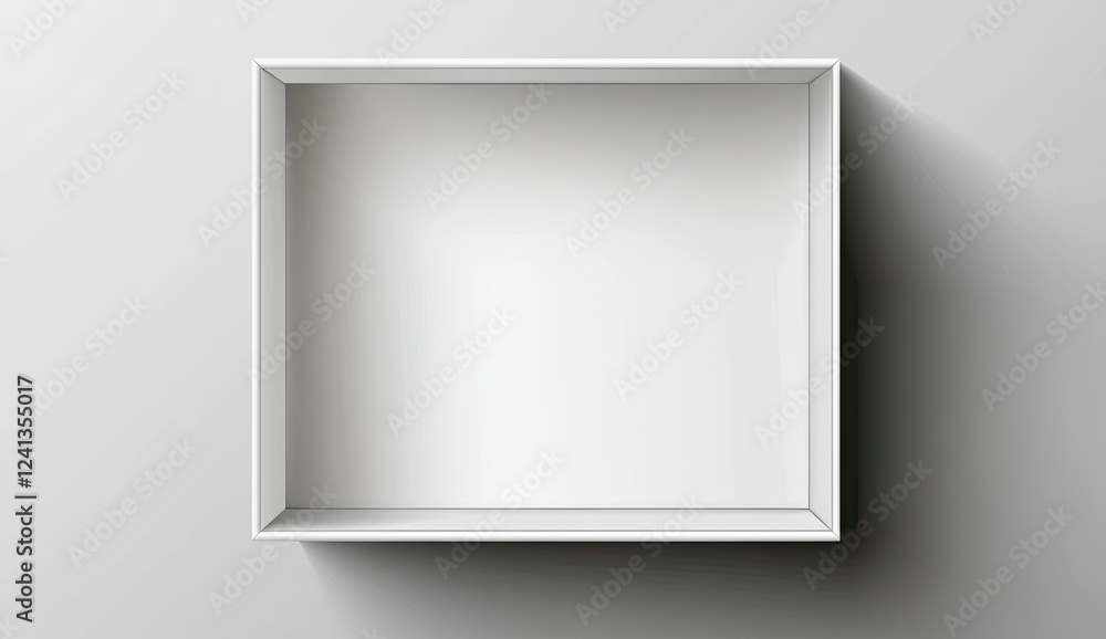 Poster vector white open empty box mockup template on a transparent background, top view.