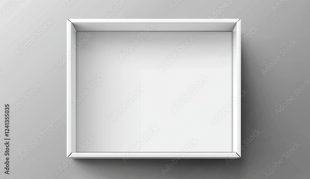 Poster vector white open empty box mockup template on a transparent background, top view.