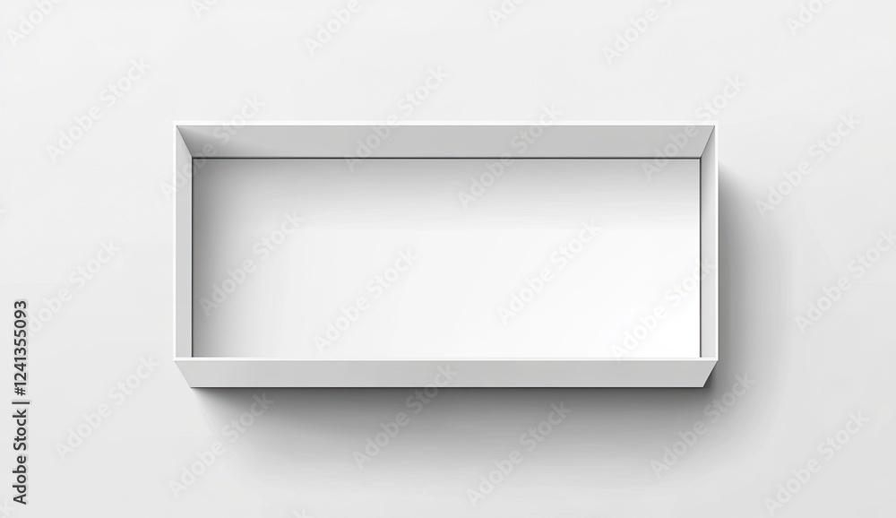 Poster vector white open empty box mockup template on a transparent background, top view. --ar 64:37 --v 6.