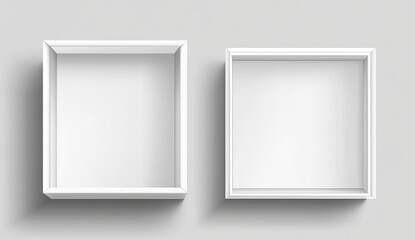 Vector white open empty box mockup template on a transparent background, top view. --ar 64:37 --v 6.1 Job ID: c734c8b2-a08c-4538-93b8-0aa98be6fc6f