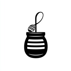 Honey pot with dipper, isolated, white background, food illustration