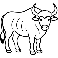 Buffalo Outline Minimalist Vector Art