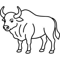 Buffalo Outline Minimalist Vector Art