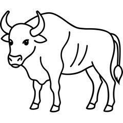Buffalo Outline Minimalist Vector Art