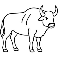 Buffalo Outline Minimalist Vector Art