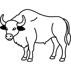 Buffalo Outline Minimalist Vector Art