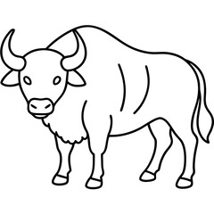 Buffalo Outline Minimalist Vector Art