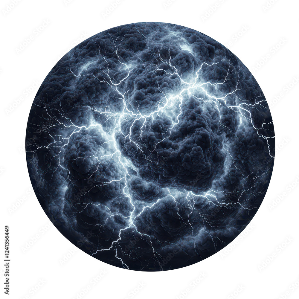 Poster dramatic display of lightning branching through dark cloud formations