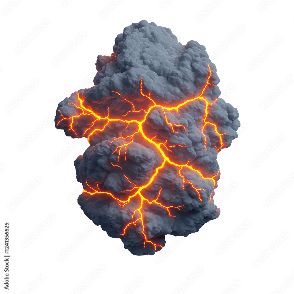 Poster glowing lightning patterns outline dark storm clouds, creating dramatic effect