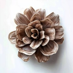 Intricate wooden flower wall art, brown and white.