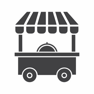 recommend clip art: Food Stall Silhouette Mobile Vendor Cart Vector illustration.