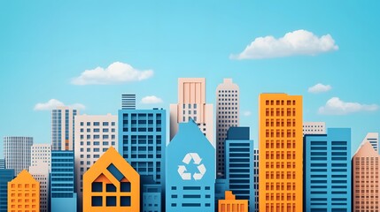 Obraz premium Sustainable Smart City of the Future with Interconnected Waste Management and Resource Recovery