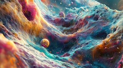 Celestial Landscape With Vibrant Colors And Planets