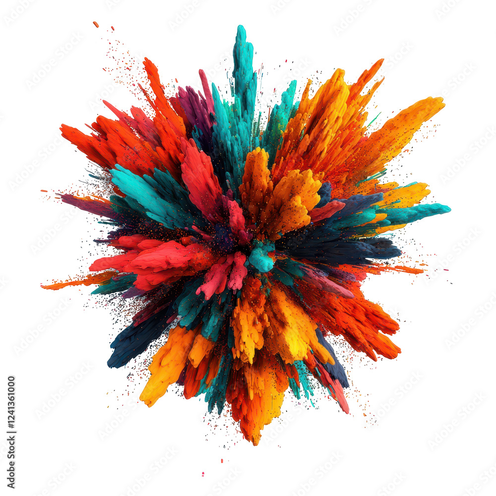 Poster dynamic multicolored explosion of vibrant hues creating festive atmosphere