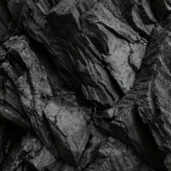 Black white rock texture. Rough mountain surface. Close-up. Dark volumetric stone background with space for design. Crumbled. Weathered.