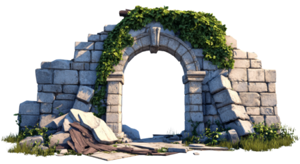 PNG Cartoon Stone Bridge with Wooden Railing, transparent background