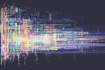 Fototapeta premium vibrant abstract digital art piece featuring fragmented images and colorful lines, creating sense of motion and energy. composition is dynamic and visually striking