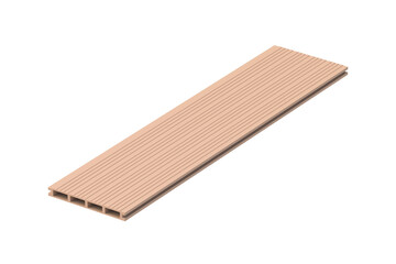 Decking board isolated on white background. Siding planks. Modern composite panel for terrace. 3d render