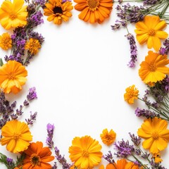 Obraz premium Flowers Create Circular Frame Decoration