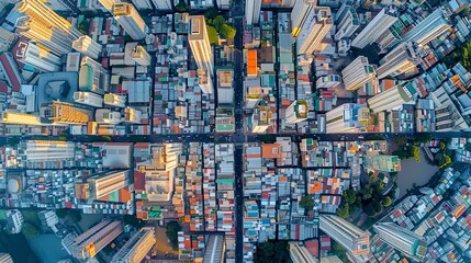 aerial view of buildings in the city, buildings in city
