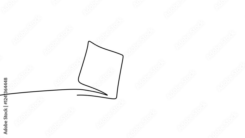 Poster continuous one line drawing animation of open book with flying pages. vector animation education sup