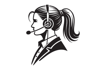 call center agent in profile view silhouette logo