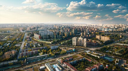 Fototapeta premium aerial view of buildings in the city, buildings in city