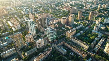 aerial view of buildings in the city, buildings in city