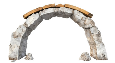 PNG Cartoon Stone Bridge with Wooden Railing, transparent background