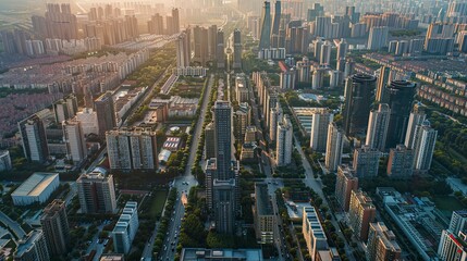 aerial view of buildings in the city, buildings in city