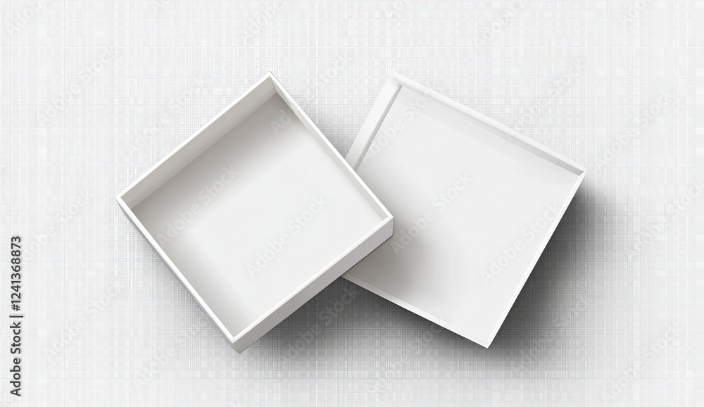 Aufkleber white open empty box mockup, top view, isolated on a transparent background. vector illustration in 