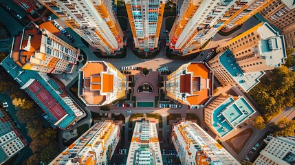 Obraz premium aerial view of buildings in the city, buildings in city