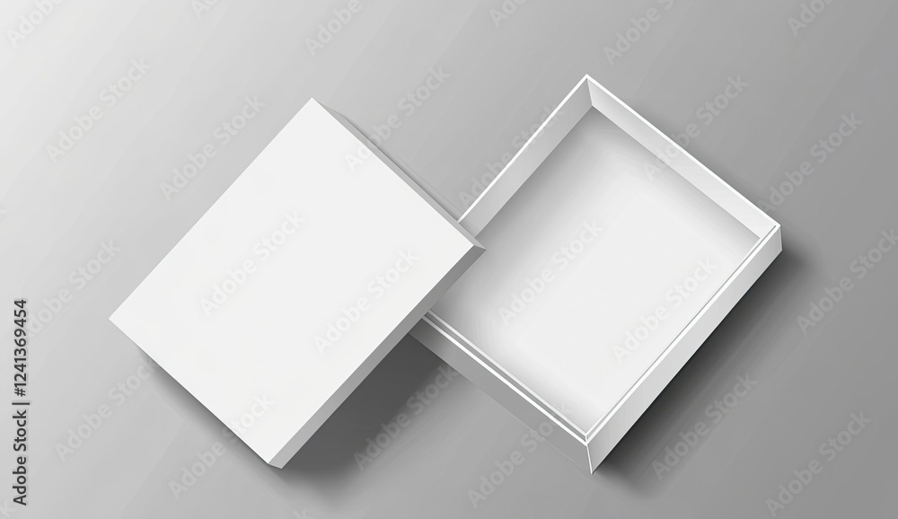 Poster white open empty box mockup, top view, isolated on a transparent background. vector illustration. --