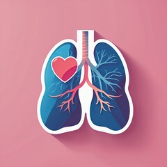 Heart and Lungs Illustration on Pink Background for Health Concepts